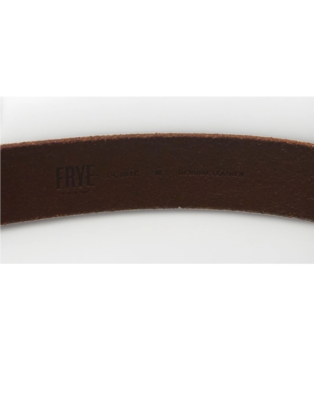 Frye Brown Leather Belt with Antique Brass Round Buckle Classic Country - Picture 2 of 2